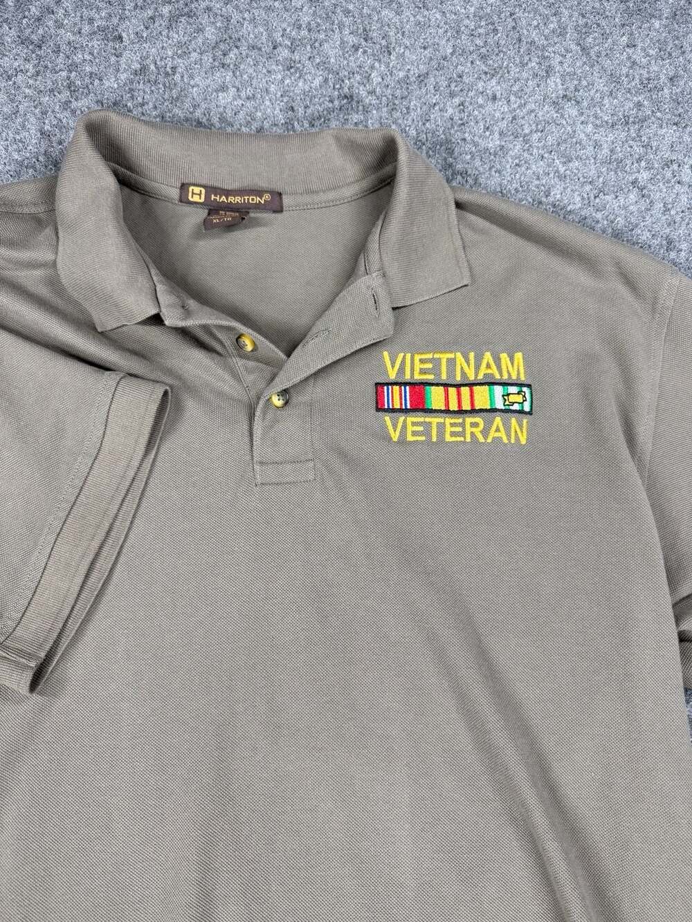 Harriton Vietnam Veteran Embroidered Short Sleeve Polo Shirt Men's XL